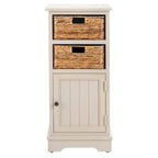 Distressed Black Storage Cabinet with Wicker Baskets