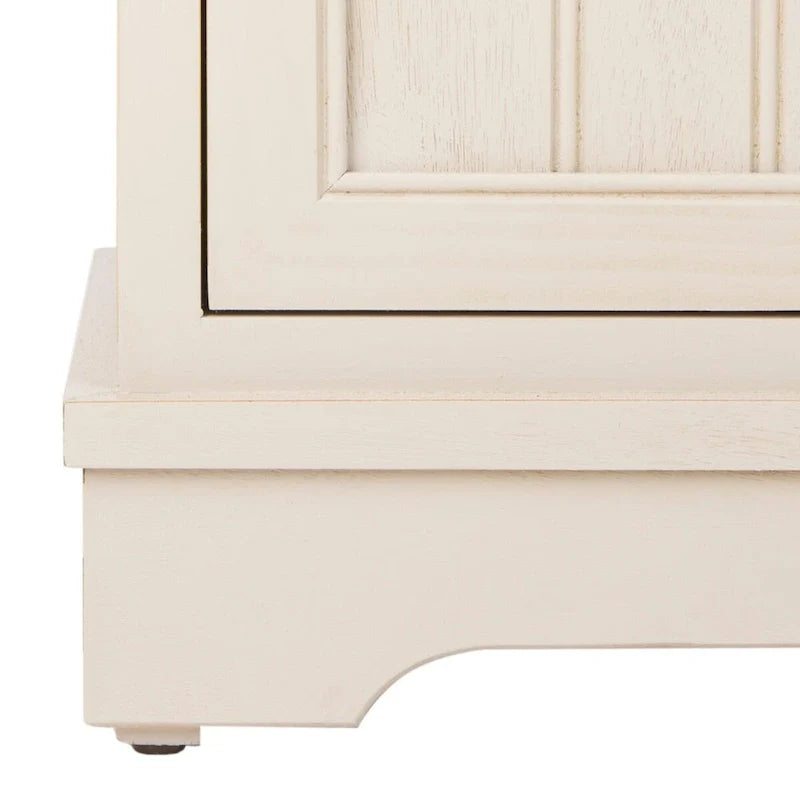 Distressed Black Storage Cabinet with Wicker Baskets