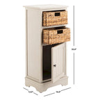Distressed Black Storage Cabinet with Wicker Baskets