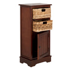 Distressed Black Storage Cabinet with Wicker Baskets