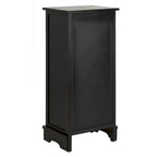 Distressed Black Storage Cabinet with Wicker Baskets