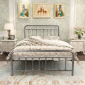 Silver / Black Full Size Metal Bed Frame, Vintage Style, Sleeps 2
