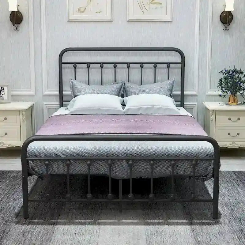 Full Size Metal Bed Frame - Vintage Style - Heavy Duty