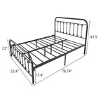 Silver / Black Full Size Metal Bed Frame, Vintage Style, Sleeps 2