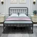 Silver / Black Full Size Metal Bed Frame, Vintage Style, Sleeps 2