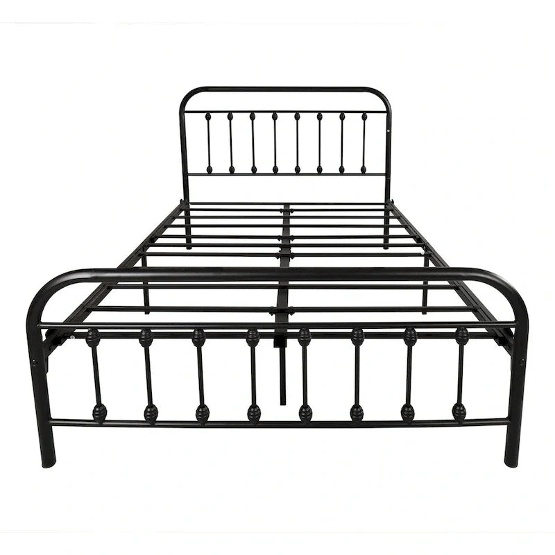 Silver / Black Full Size Metal Bed Frame, Vintage Style, Sleeps 2