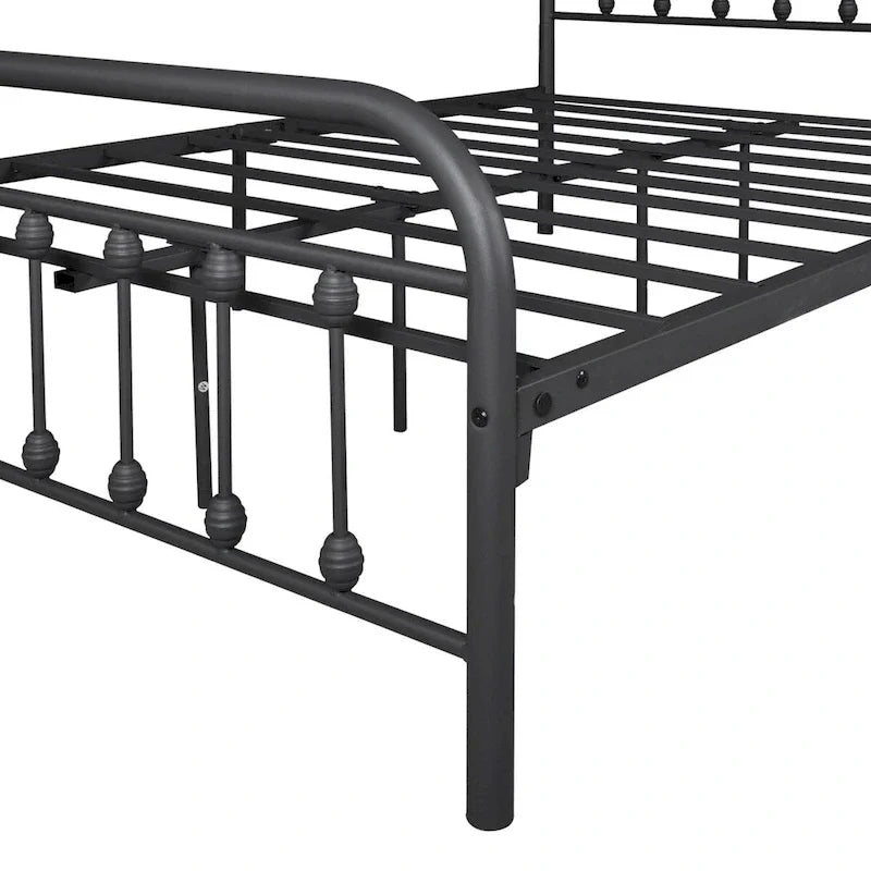 Silver / Black Full Size Metal Bed Frame, Vintage Style, Sleeps 2