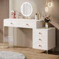 5-Drawer Vanity Desk with Acrylic Legs - Extendable