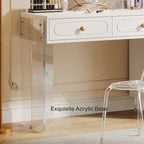 5-Drawer Vanity Desk with Acrylic Legs - Extendable