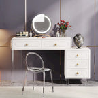 5-Drawer Vanity Desk with Acrylic Legs - Extendable