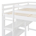 Grey / White Full Size Loft Bed with Desk, Shelves & Writing Board – Sleeps 1