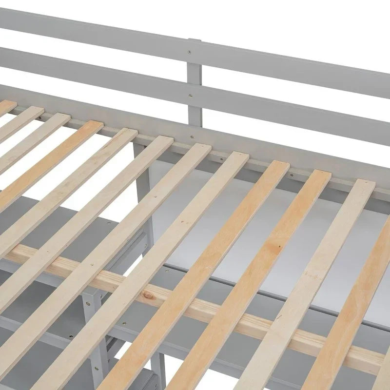 Grey / White Full Size Loft Bed with Desk, Shelves & Writing Board – Sleeps 1