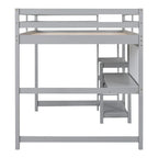 Grey / White Full Size Loft Bed with Desk, Shelves & Writing Board – Sleeps 1
