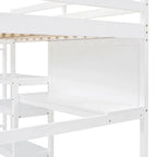 Grey / White Full Size Loft Bed with Desk, Shelves & Writing Board – Sleeps 1