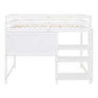 Grey / White Full Size Loft Bed with Desk, Shelves & Writing Board – Sleeps 1