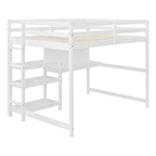 Grey / White Full Size Loft Bed with Desk, Shelves & Writing Board – Sleeps 1
