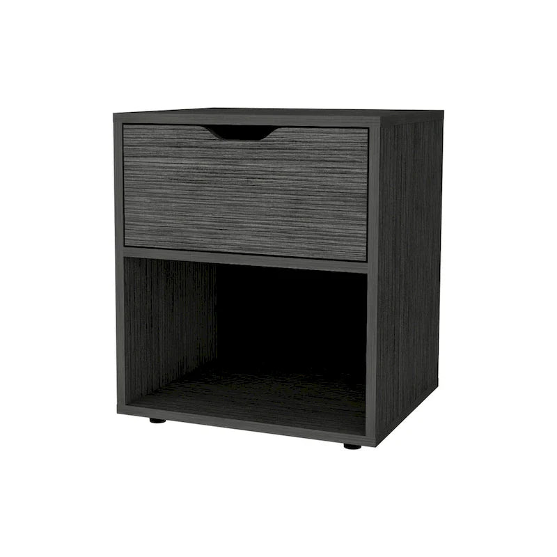 Nightstand with Drawer and Open Shelf - White/Black/Gray
