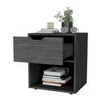 Nightstand with Drawer and Open Shelf - White/Black/Gray