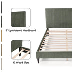 Dark Grey / Green / Ivory / Brown / Yellow Corduroy Queen Bed Slipcover – Fabric Cover Only, Fits 1 Bed