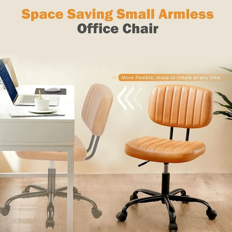 Armless Office Chair - PU Leather - Single Seater