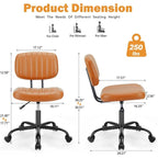 Armless Office Chair - PU Leather - Single Seater