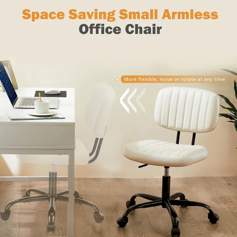 Armless Office Chair - PU Leather - Single Seater