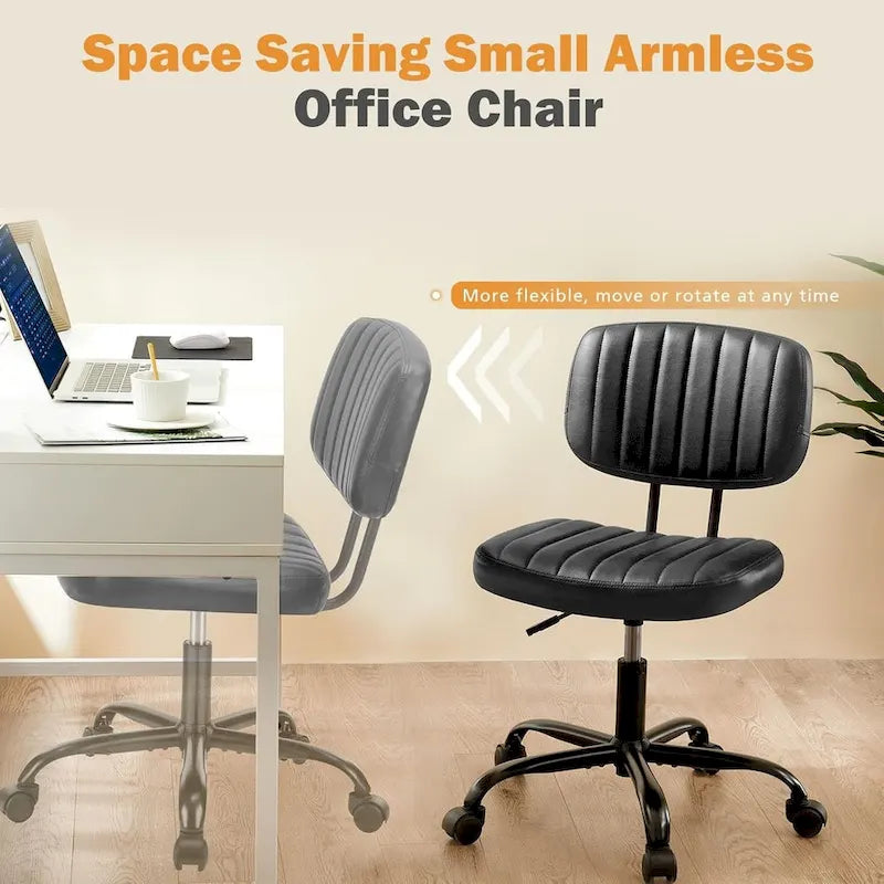 Armless Office Chair - PU Leather - Single Seater