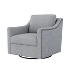 Grey Swivel Accent Chair - Linen Blend with Black Metal Base