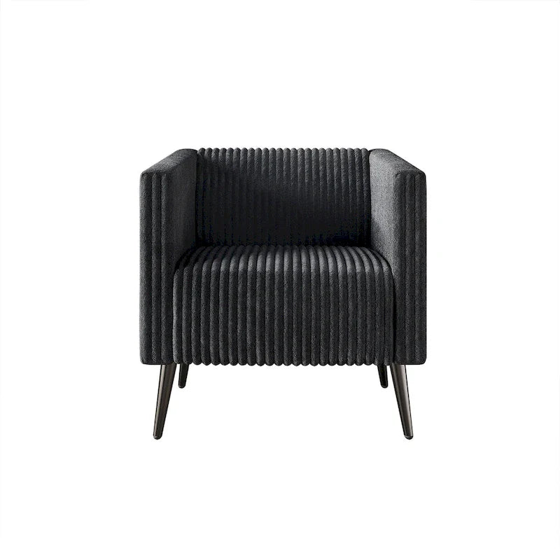 Black Velvet Upholstered Accent Chair with Metal Legs