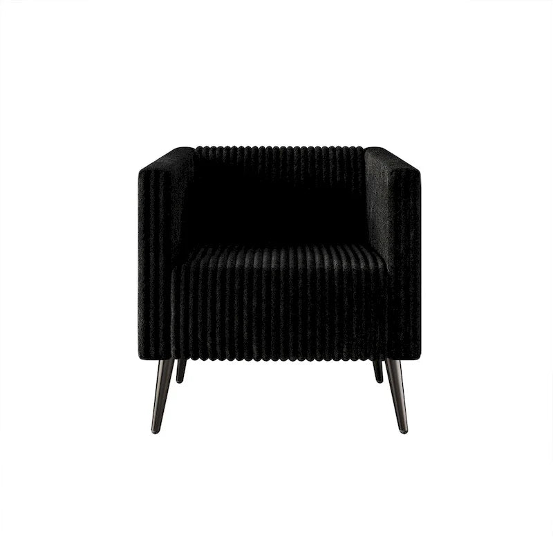 Black Velvet Upholstered Accent Chair with Metal Legs