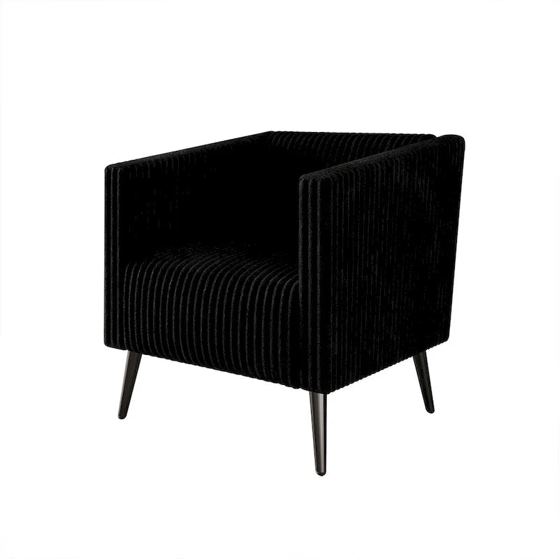 Black Velvet Upholstered Accent Chair with Metal Legs