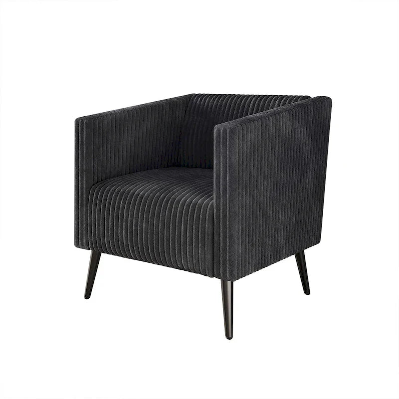 Black Velvet Upholstered Accent Chair with Metal Legs