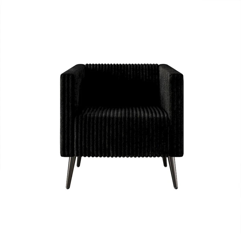 Black Velvet Upholstered Accent Chair with Metal Legs