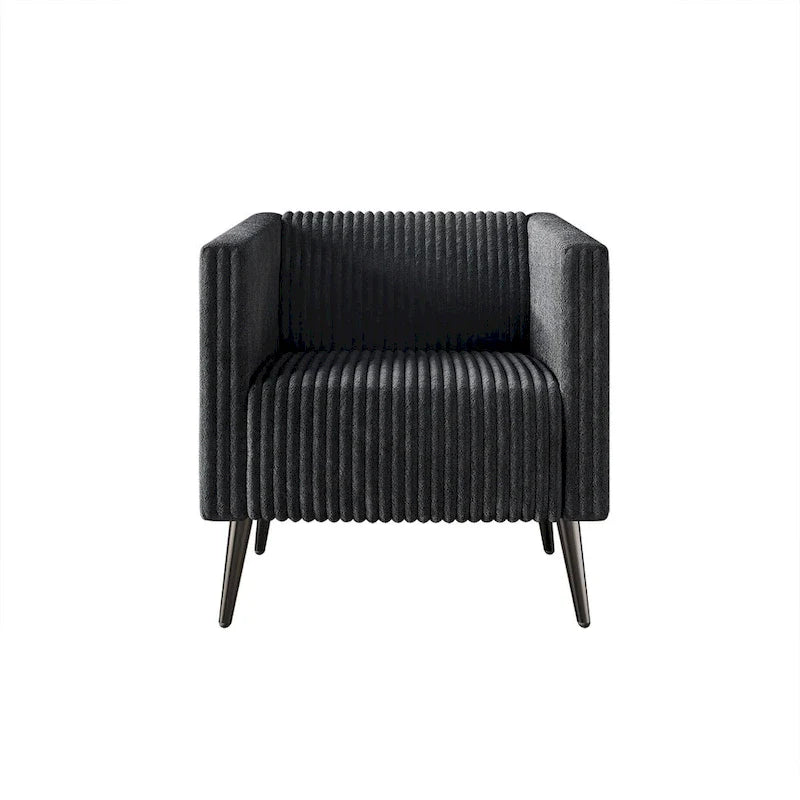 Black Velvet Upholstered Accent Chair with Metal Legs