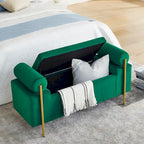Storage Bench with Cylindrical Arms - Linen Upholstered Ottoman