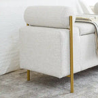 Storage Bench with Cylindrical Arms - Linen Upholstered Ottoman