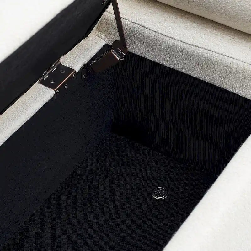 Storage Bench with Cylindrical Arms - Linen Upholstered Ottoman