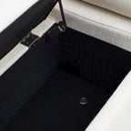 Storage Bench with Cylindrical Arms - Linen Upholstered Ottoman