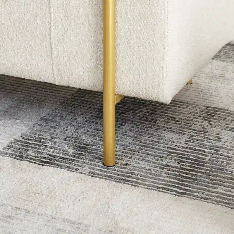 Storage Bench with Cylindrical Arms - Linen Upholstered Ottoman