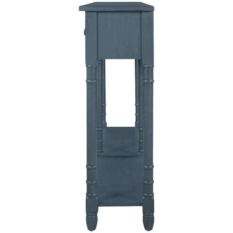 Black Console Table with 2 Drawers and Bottom Shelf