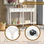 Black Console Table with 2 Drawers and Bottom Shelf