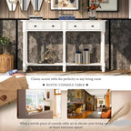 Black Console Table with 2 Drawers and Bottom Shelf