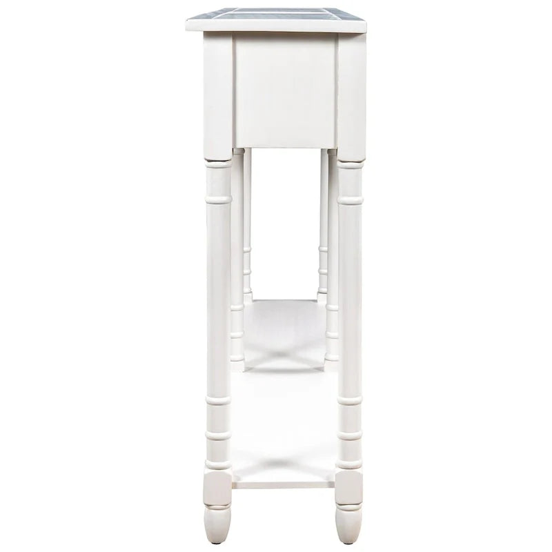 Black Console Table with 2 Drawers and Bottom Shelf