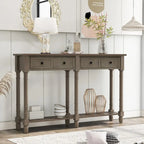 Black Console Table with 2 Drawers and Bottom Shelf