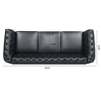 Brown Faux Leather Chesterfield Sofa for 3 People with Rolled Arms