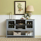 Grey Buffet Table for 4-6 People with Glass Sliding Doors
