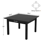 Brown / Black Square Dining Table – Cracked Oak Finish, Solid Wood Legs, Seats 2–4