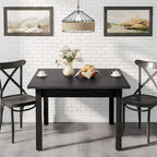 Brown / Black Square Dining Table – Cracked Oak Finish, Solid Wood Legs, Seats 2–4
