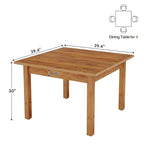 Brown / Black Square Dining Table – Cracked Oak Finish, Solid Wood Legs, Seats 2–4