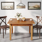 Brown / Black Square Dining Table – Cracked Oak Finish, Solid Wood Legs, Seats 2–4